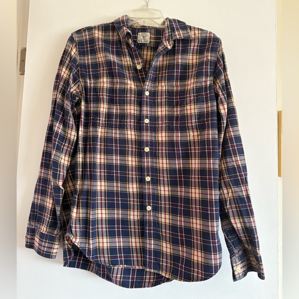 J. Crew Navy and Red Plaid Casual Shirt